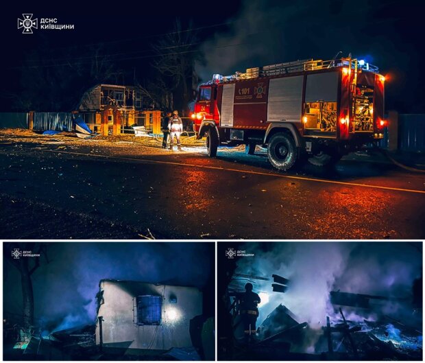 На Київщині внаслідок падіння уламків БпЛА, загорівся житловий будинок