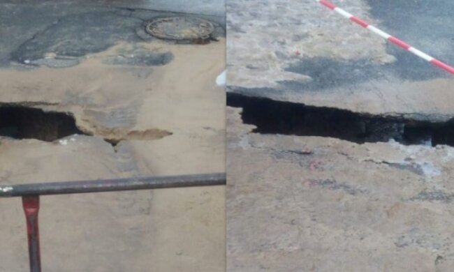 На Солом’янці у дворі житлового будинку стався обвал асфальту