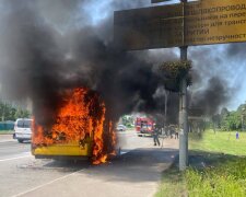 В Деснянському районі неподалік ст.м. "Лісова" згоріла маршрутка. На щастя, без постраждалих (ФОТО, ВІДЕО)
