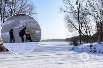 У Києві ледь не потонула дівчинка, яка провалилася на тонкому льоду (відео)