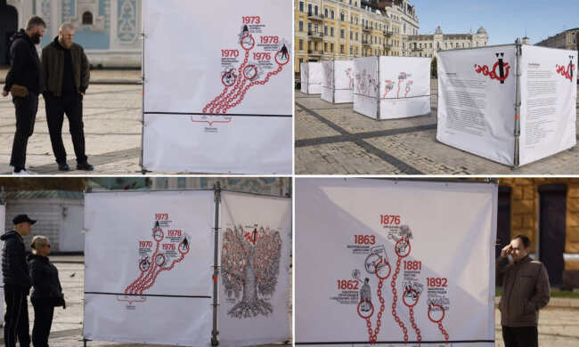 На Софіївській площі відкрито виставку про 400-річну історію утисків української мови з боку рф