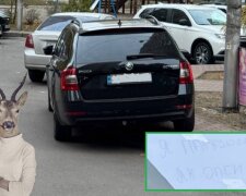 У Києві оригінально підтрунили над водієм, який запаркувався на пішохідний тротуар