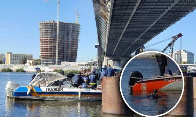 Поліцейські та водолази пірнають у Дніпро для огляду Подільського моста