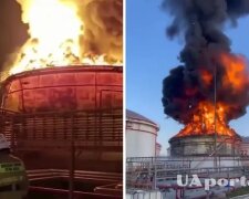 Влучили дрони: біля Кримського мосту у Краснодарському краї горить нафтобаза (відео)