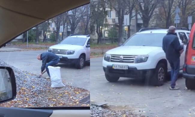 Чоловік у Солом'янському районі Києва вирішив "хапнути" комунального щебня