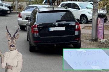 У Києві оригінально підтрунили над водієм, який запаркувався на пішохідний тротуар