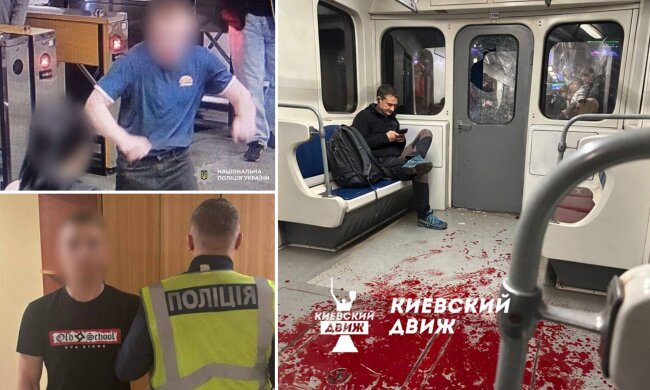 Молодик розбив скло в київському метро, намагаючись перейти у сусідній вагон