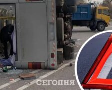 Автобус зіткнувся з вантажівкою. Під Києвом в ДТП постраждали шестеро іноземців