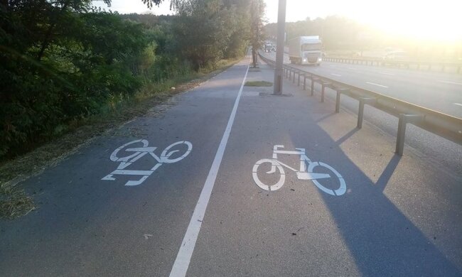 Щось пішло не так: на проспекті Перемоги намалювали велодоріжку, яка веде до стовпів (фото)