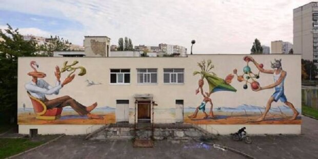Для розвитку уяви: на стінах київської школи намалювали експеримент квантової механіки (фото)