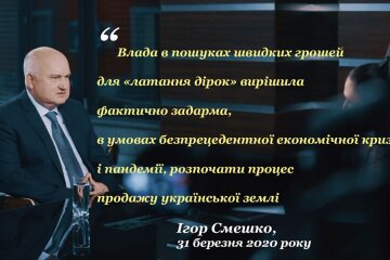 Закон про продаж землі може призвести до соціального вибуху: Ігор Смешко