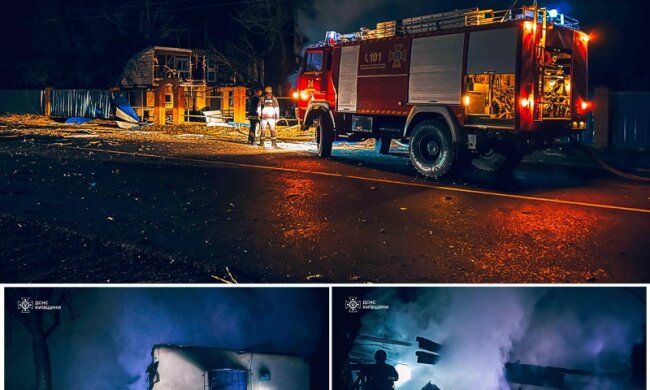 На Київщині внаслідок падіння уламків БпЛА, загорівся житловий будинок