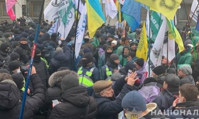 Мітинги під будівлею Ради: до відділення поліції доставили двох осіб (відео)