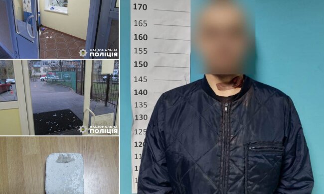 Здійснив розбійний напад на адмінбудівлю — у Києві затримали зловмисника, який сам себе травмував