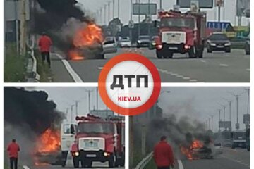 На Бориспільській трасі спалахнула автівка