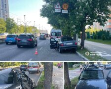 У Солом'янському районі затримали водія, що напідпитку з другом сів покататись та в'їхав в дерево та 2 автівки