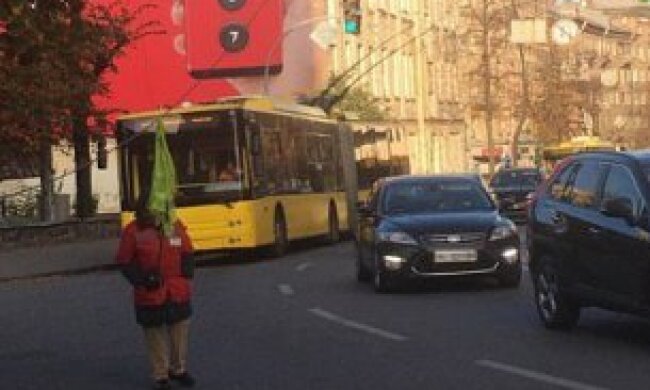 У центрі Києва зупинився рух тролейбусів