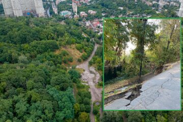 Внаслідок будівельних робіт в Солом'янському парку, вночі відбувся зсув ґрунту — пошкоджено одну з пішохідних алей