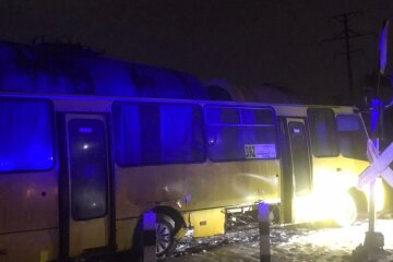 На Київщині потяг протаранив маршрутку (відео)