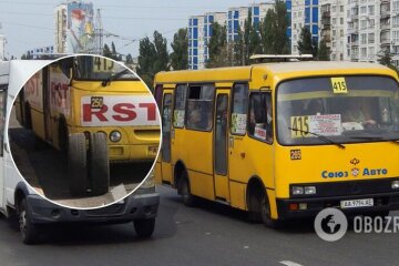 У Києві в маршрутки на ходу відвалилося колесо і влетіло в ларьок