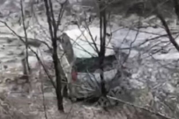 На Броварщині автівка відірвала відбійник та злетіла з мосту (відео)