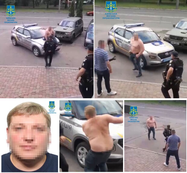 У Києві під час комендантської години чоловік виліз на капот службового авто та вдарив поліцейського