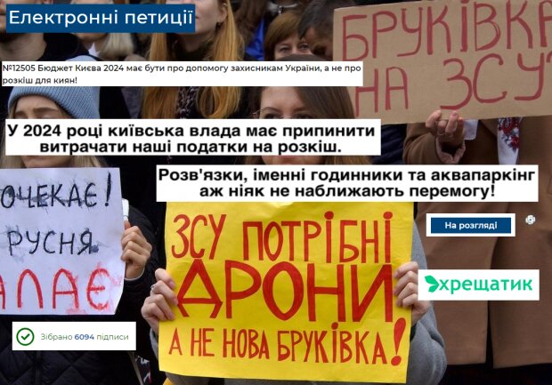 Петиція на сайті Київради про виділення коштів на військових, а не другорядні проєкти набрала необхідну кількість підписів