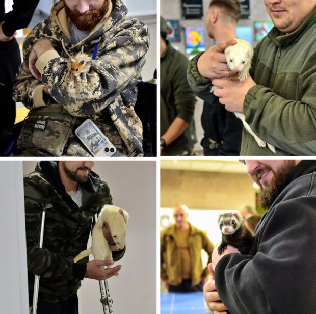 Зоотерапія для військових. Kyiv Zoo допомогли бійцям відволіктись спілкуванням з хом'яками, пацюками і тхорами