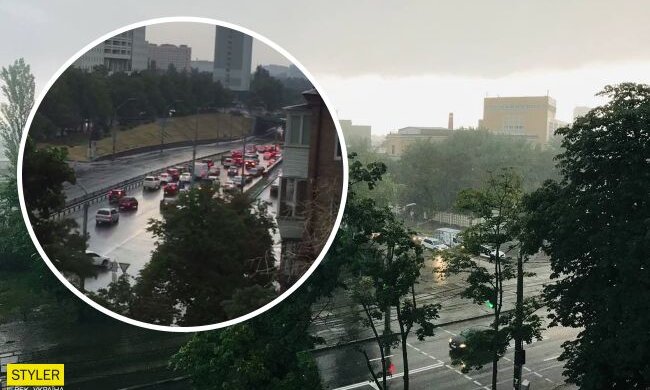 Київ накрив скажений вітер зі зливою: відео раптової бурі