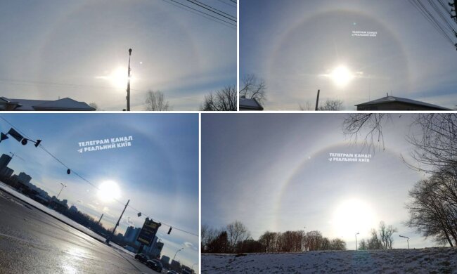 У небі над Києвом помітили незвичайне явище — сонячне гало