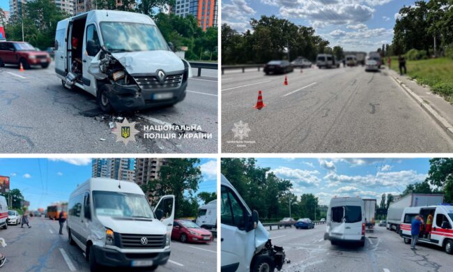 У Києві мікроавтобус протаранив авто, є постраждалі діти