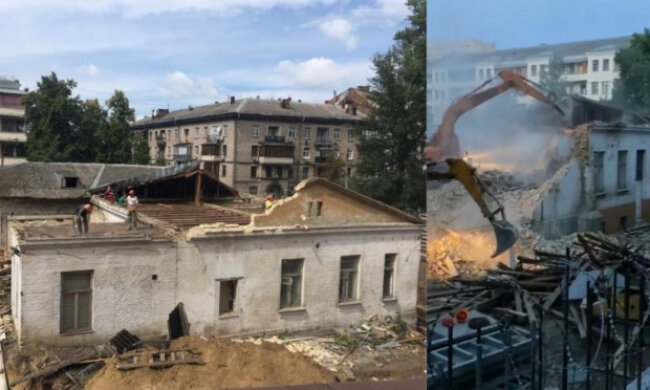 У Києві під прикриттям тітушок вночі знищили садибу Барбана (відео)