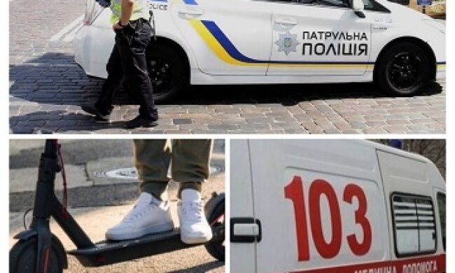 Малолітні самокатчики зіткнулися із патрульним авто на Солом’янці – їх забрали до “Охматдиту”
