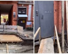 На вулиці Басейній заради ресторану розрили весь двір будинку (відео)