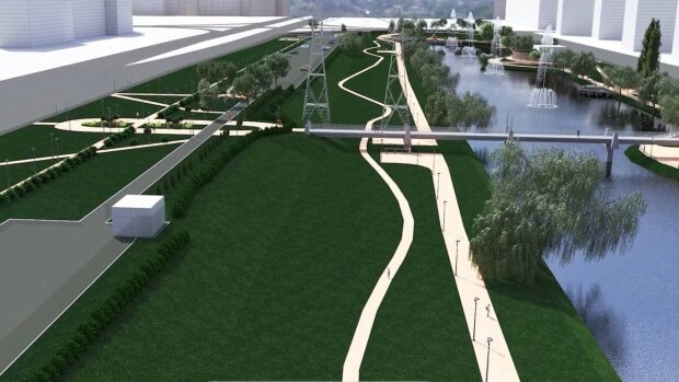На Троєщині облаштують парк з фонтанами на воді