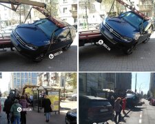У Києві автівка порушника звалилась зі спецтранспорту під час спроби евакуації