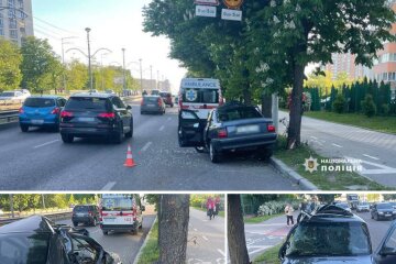 У Солом'янському районі затримали водія, що напідпитку з другом сів покататись та в'їхав в дерево та 2 автівки