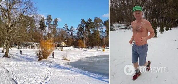 Під Києвом чоловік встановив рекорд, пробігши взимку в шортах марафонську дистанцію (відео)