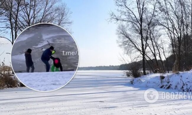 У Києві ледь не потонула дівчинка, яка провалилася на тонкому льоду (відео)