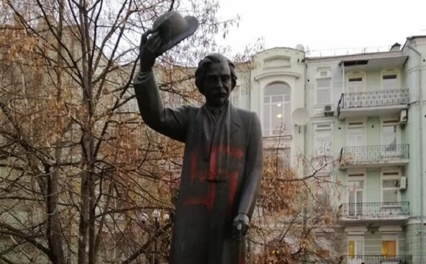 На пам'ятнику Шолом-Алейхему вандали намалювали свастику