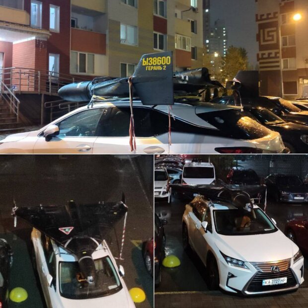 У мережі "завірусились" кадри "шахеда" на даху Lexus — до власника авто завітала поліція й вилучила дрон