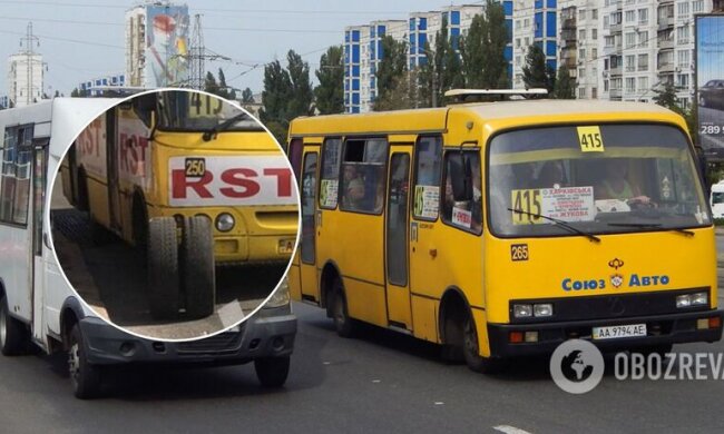 У Києві в маршрутки на ходу відвалилося колесо і влетіло в ларьок