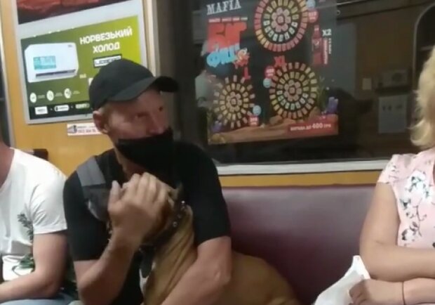 У київському метро везли бійцівського пса без повідця і намордника (відео)